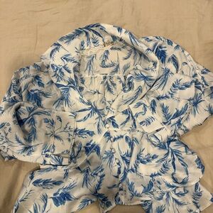 Free People Blue and White Leaf Lounge Set
